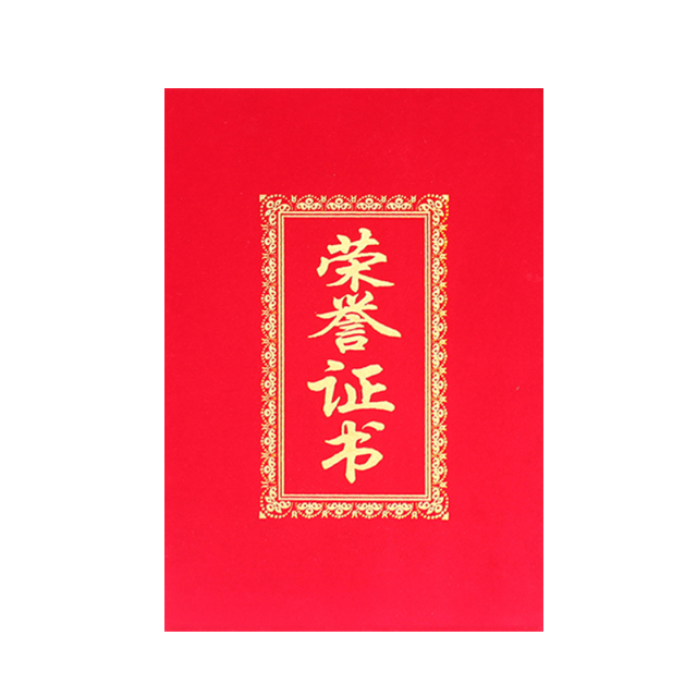 绒面凸字 荣誉证书（竖字） T系列