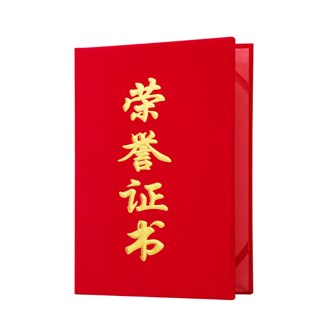 绒面烫金 荣誉证书（竖字） AA系列